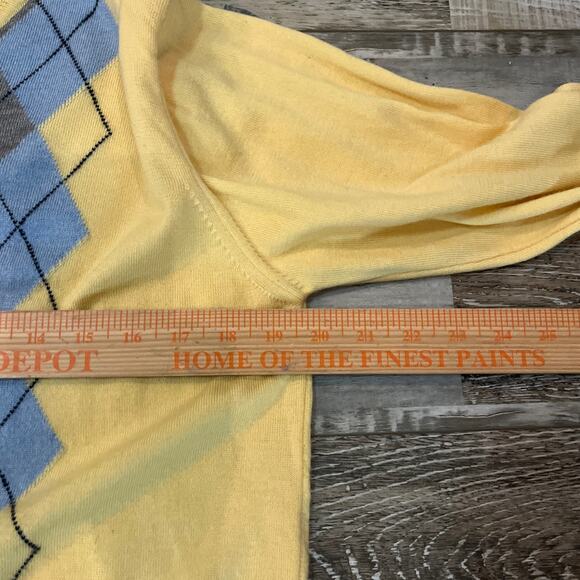 John Ashford 100% Merino Wool Extra Fine Argyle Sweater Academia Italy Medium - Picture 4 of 6
